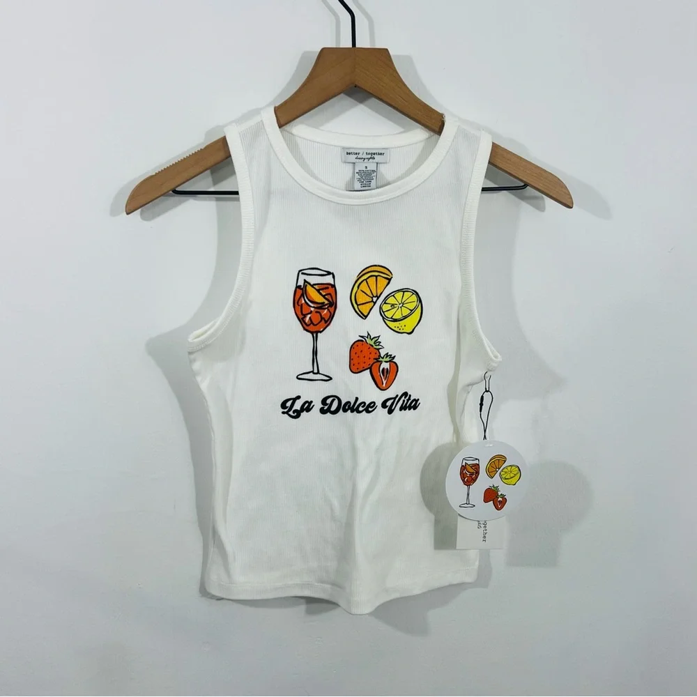 Better / Together White Ribbed Graphic Tank La Dolce Vita Graphic Aperol Spritz - Picture 3 of 7
